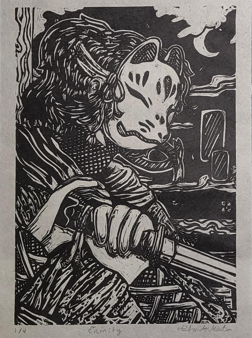 &quot;Enmity&quot; Linocut 9/20/23