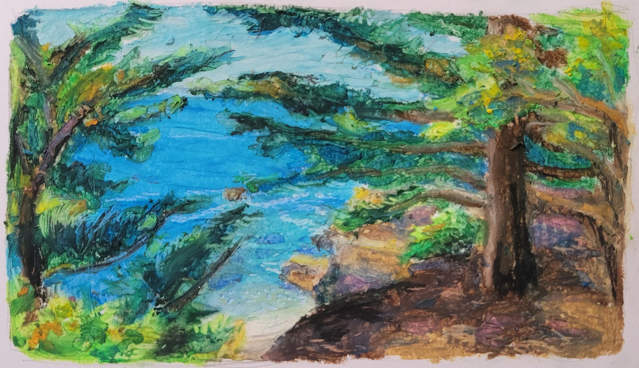 &quot;San Simeon Cove 1&quot; Oil Pastel