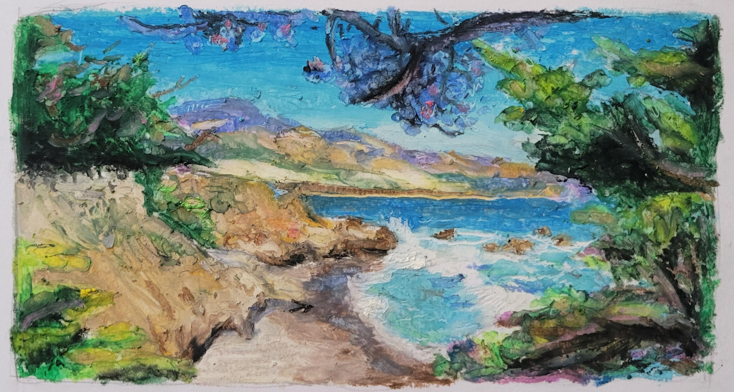 &quot;San Simeon Cove 2&quot; Oil Pastel
